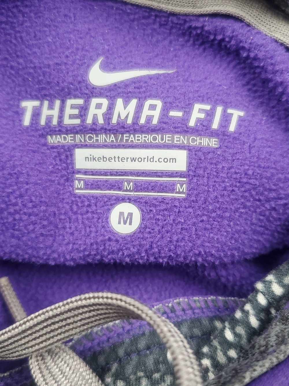 Nike Therma-Fit Pullover Hoodie Women’s Medium Purple Gray Swoosh Sweatshirt - Picture 3 of 11